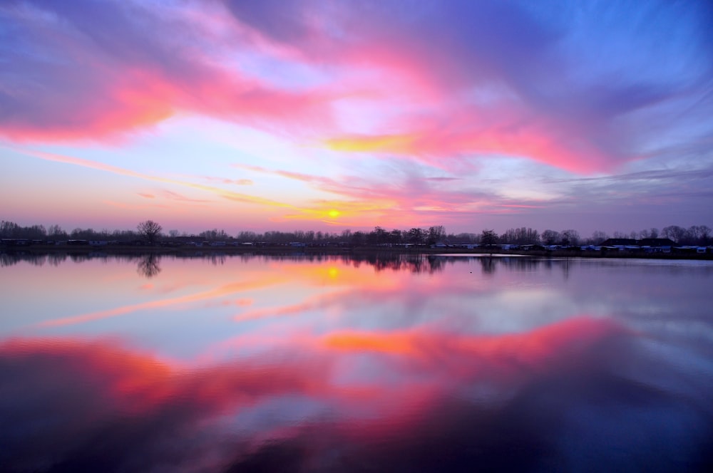 Beautiful purple and pink horizon sunrise in the sky in Beautiful purple and pink horizon sunrise in the sky in