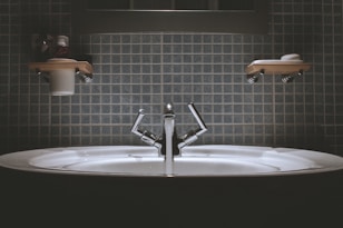 gray steel faucet