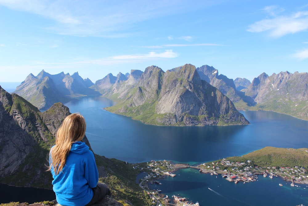 woman sitting on a cliff