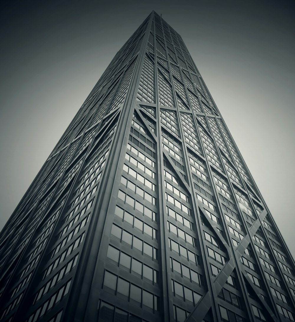 worm's eye-view photography of gray high-rise building