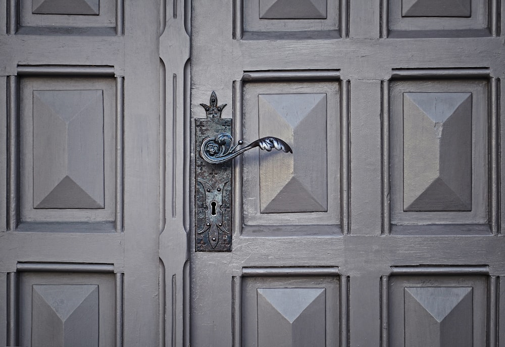 gray wooden closed door