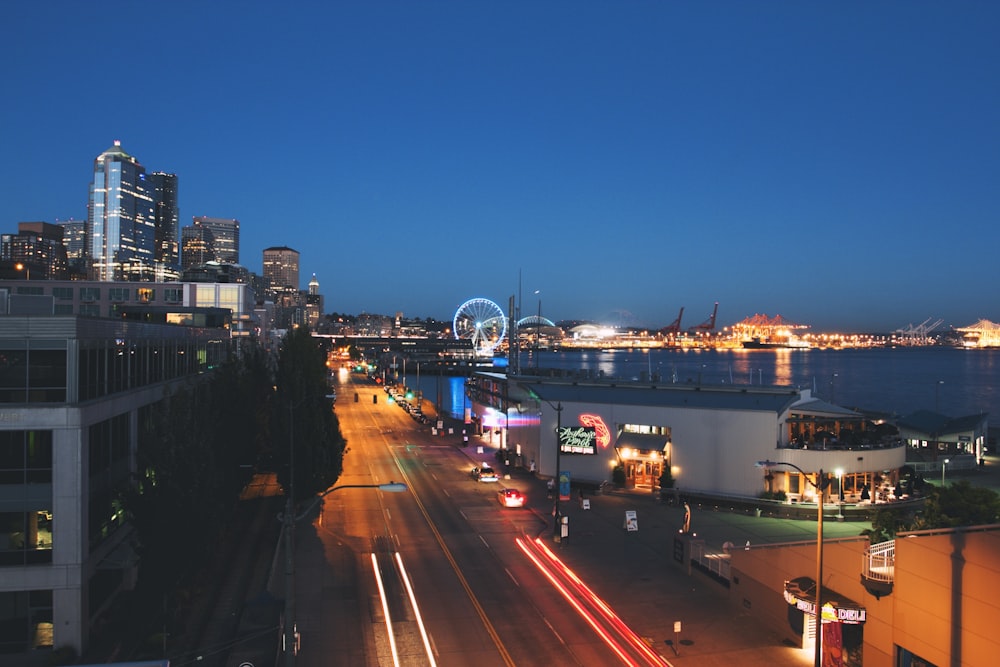 aerial view of city lights