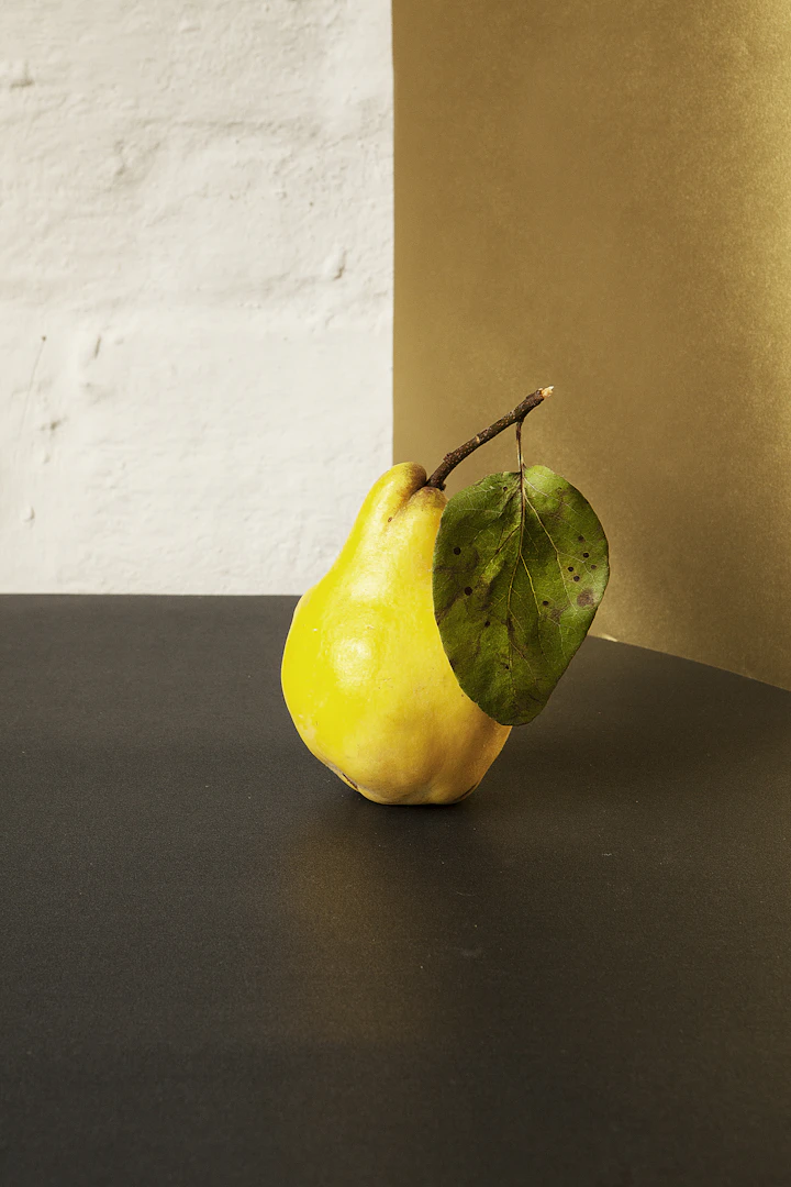 A freshly picked yellow pear