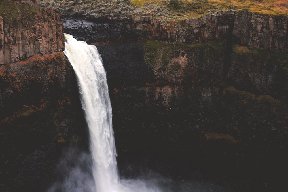 aerial photography of waterfall