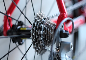 selective focus photo of bicycle part
