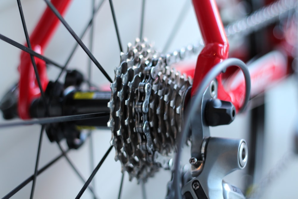 selective focus photo of bicycle part