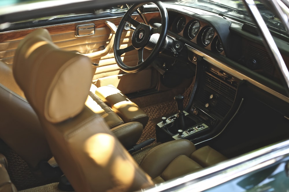 brown and black vehicle interior