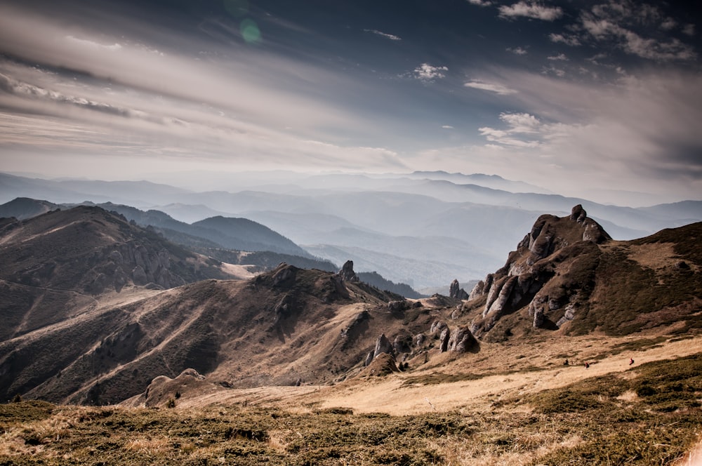 high angle photography of mountain range