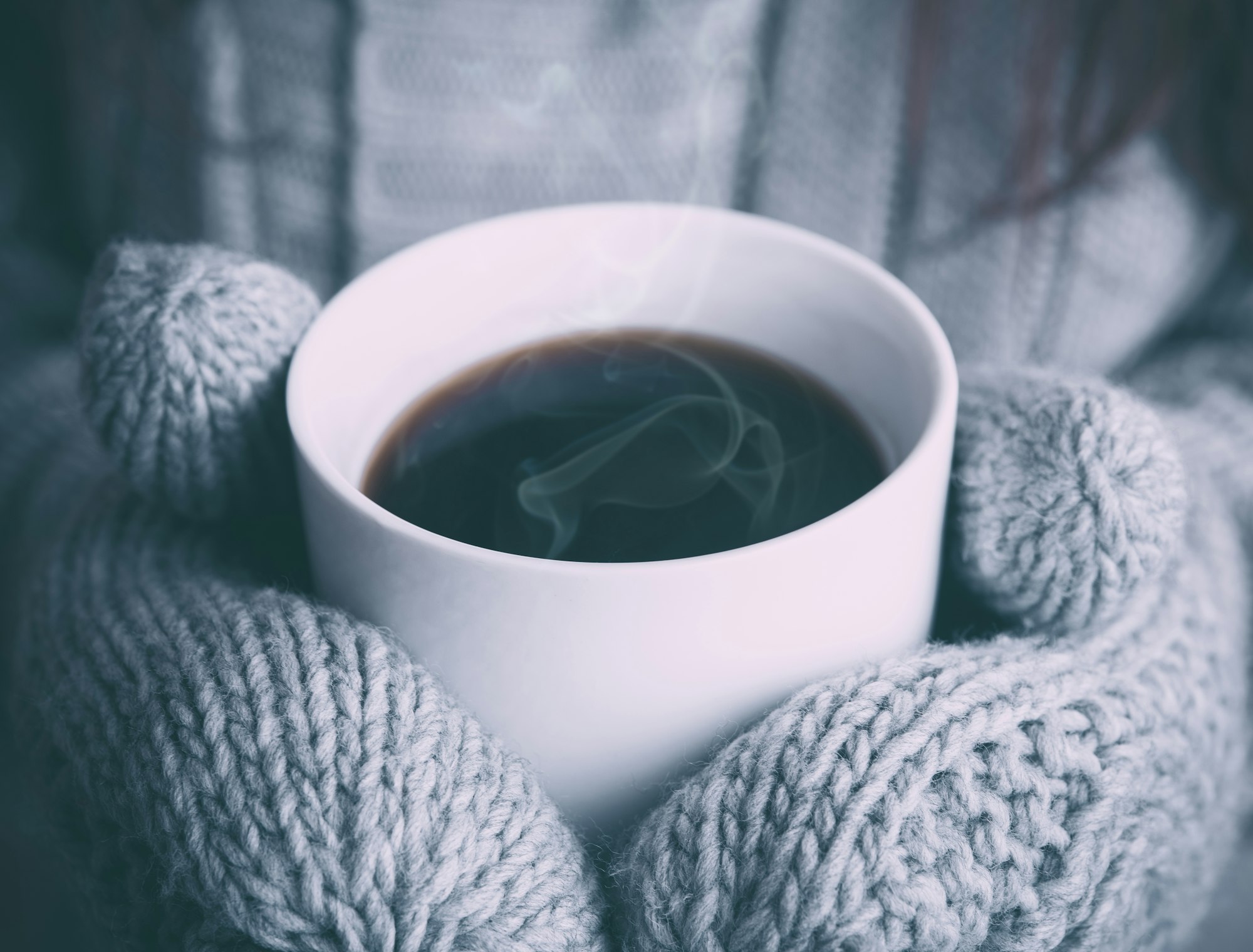 Hot coffee on a cold day