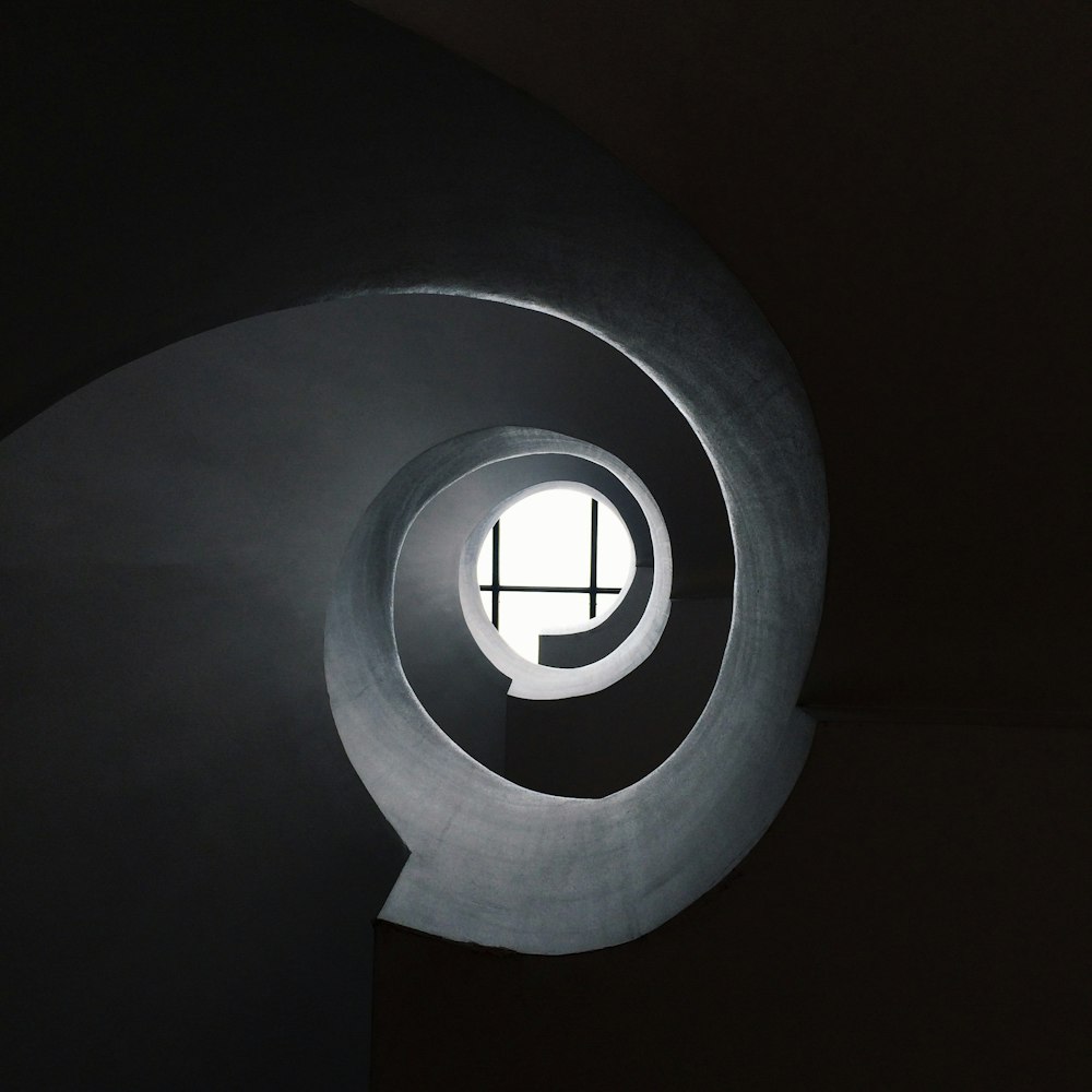 bottom view of concrete spiral stair