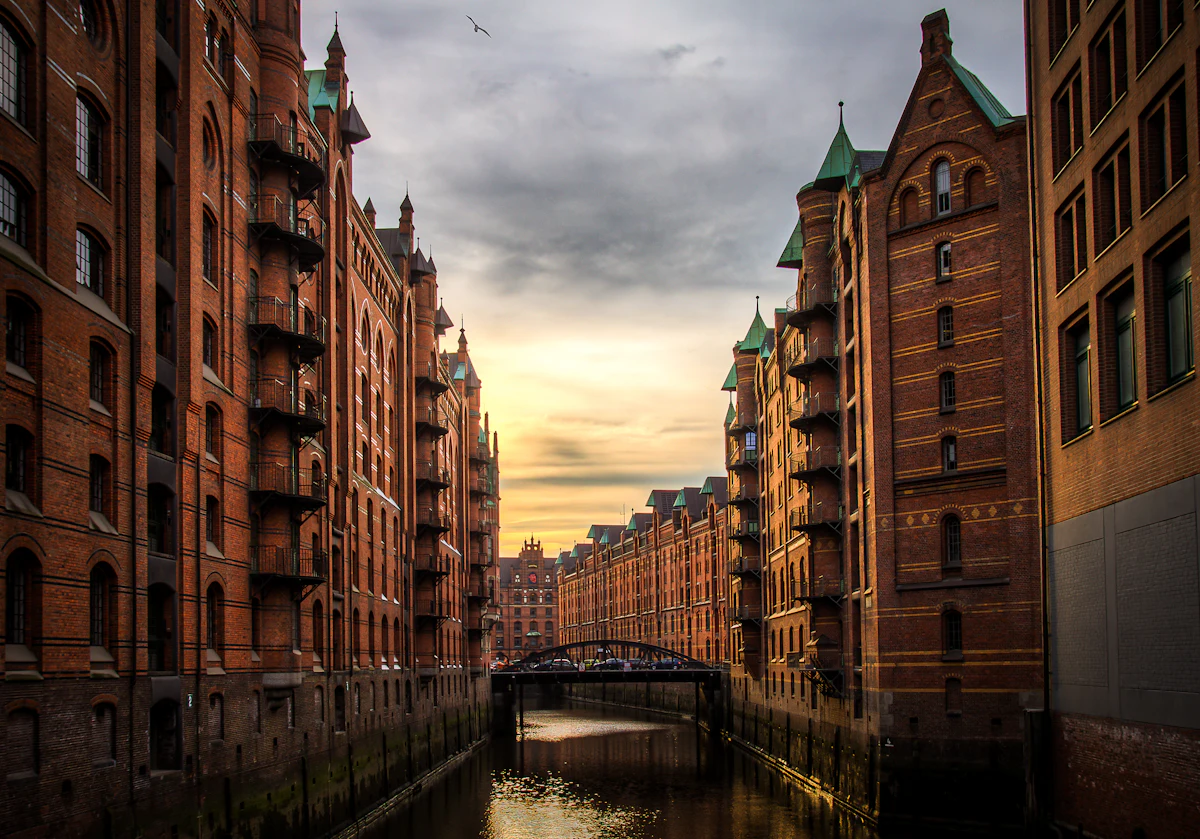 Historic Speicherstadt warehouse district in Hamburg, Germany