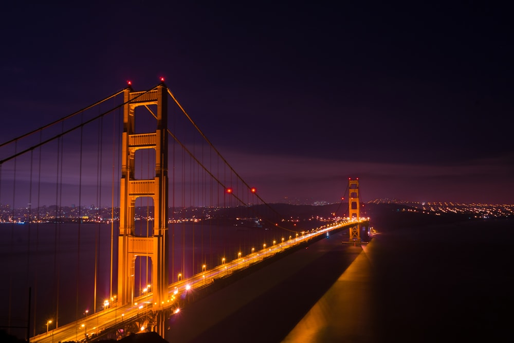 low light photography of bridge