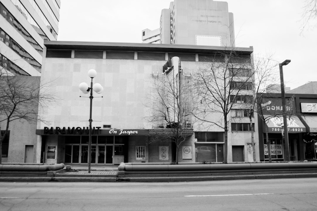 greyscale photo of building