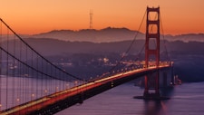 Golden Gate Bridge during sunset USA