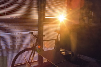 Stationary bike positioned near a window with sunlight streaming in, highlighting its compact and stylish build.