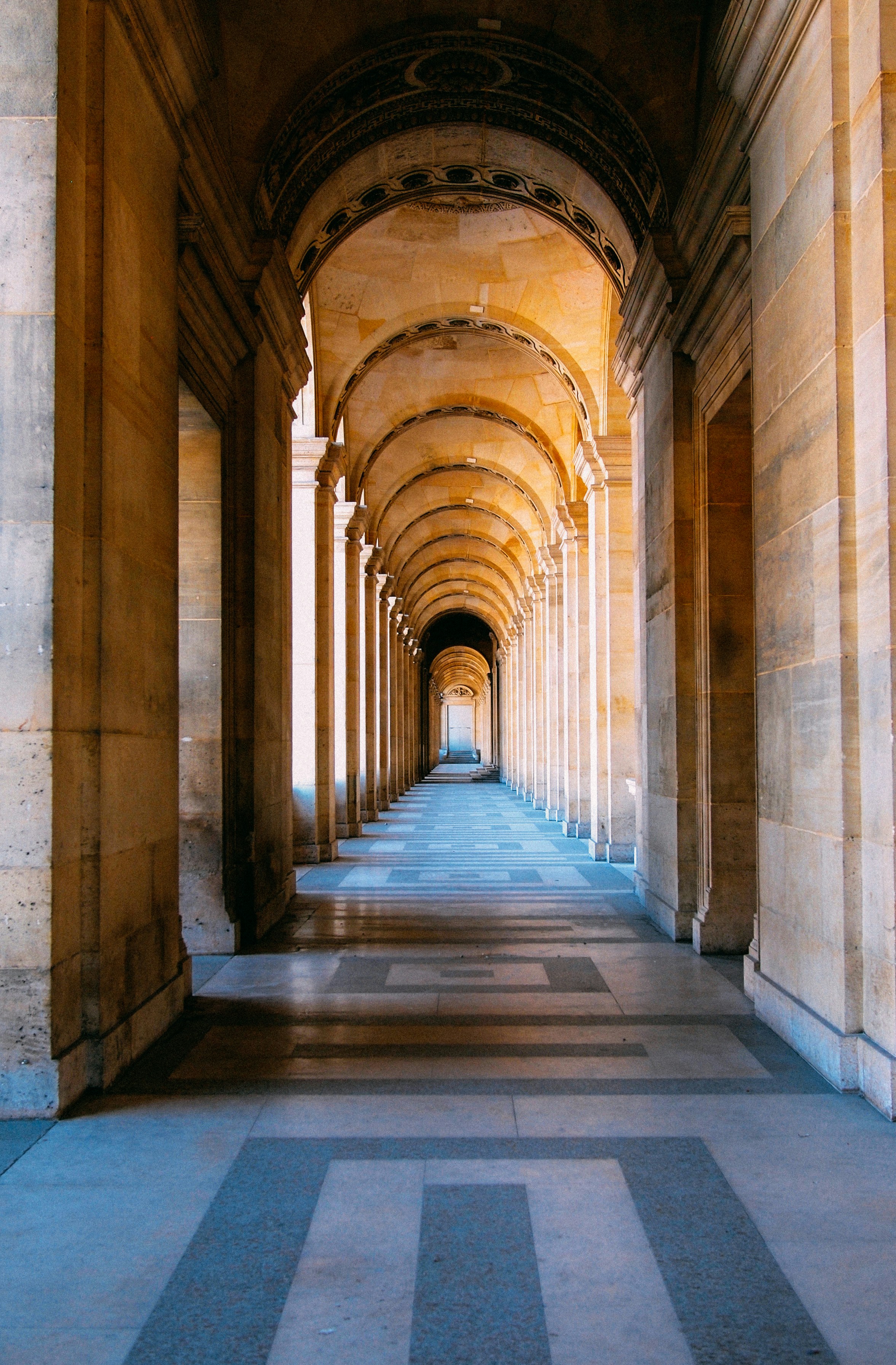 Long ancient hallway