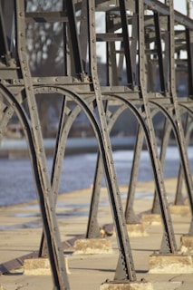 Metallic frame structure under construction at a building site