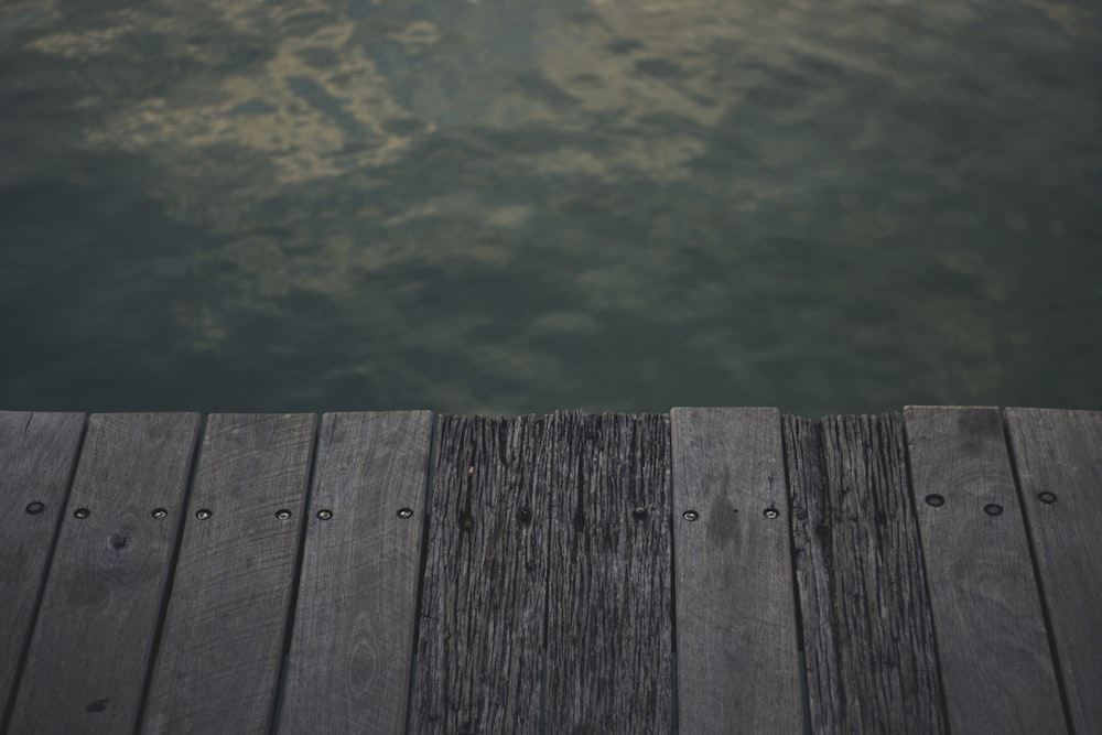 photo of gray wooden pallet seadock