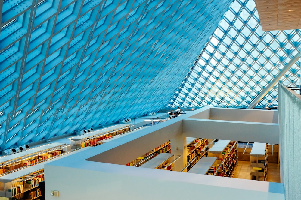 blue glass roof