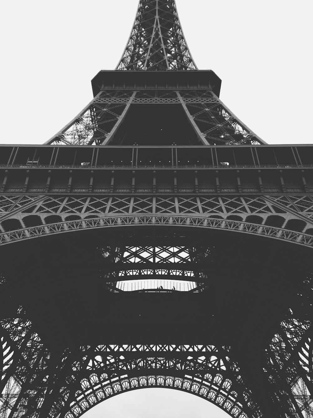 Eiffel Tower of Paris grayscale photo