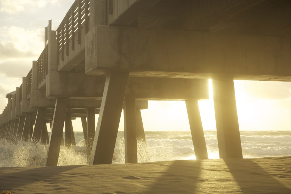 skyline photography of concrete bridge