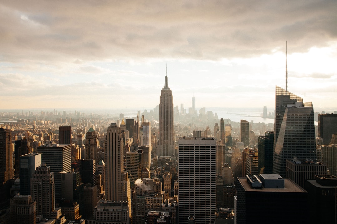 Empire State Building photograph, New York City on a cloudy day