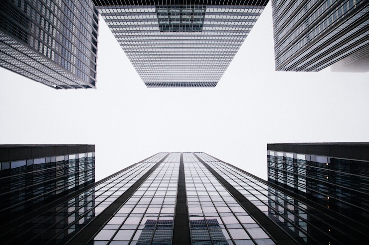 Office buildings under clouds