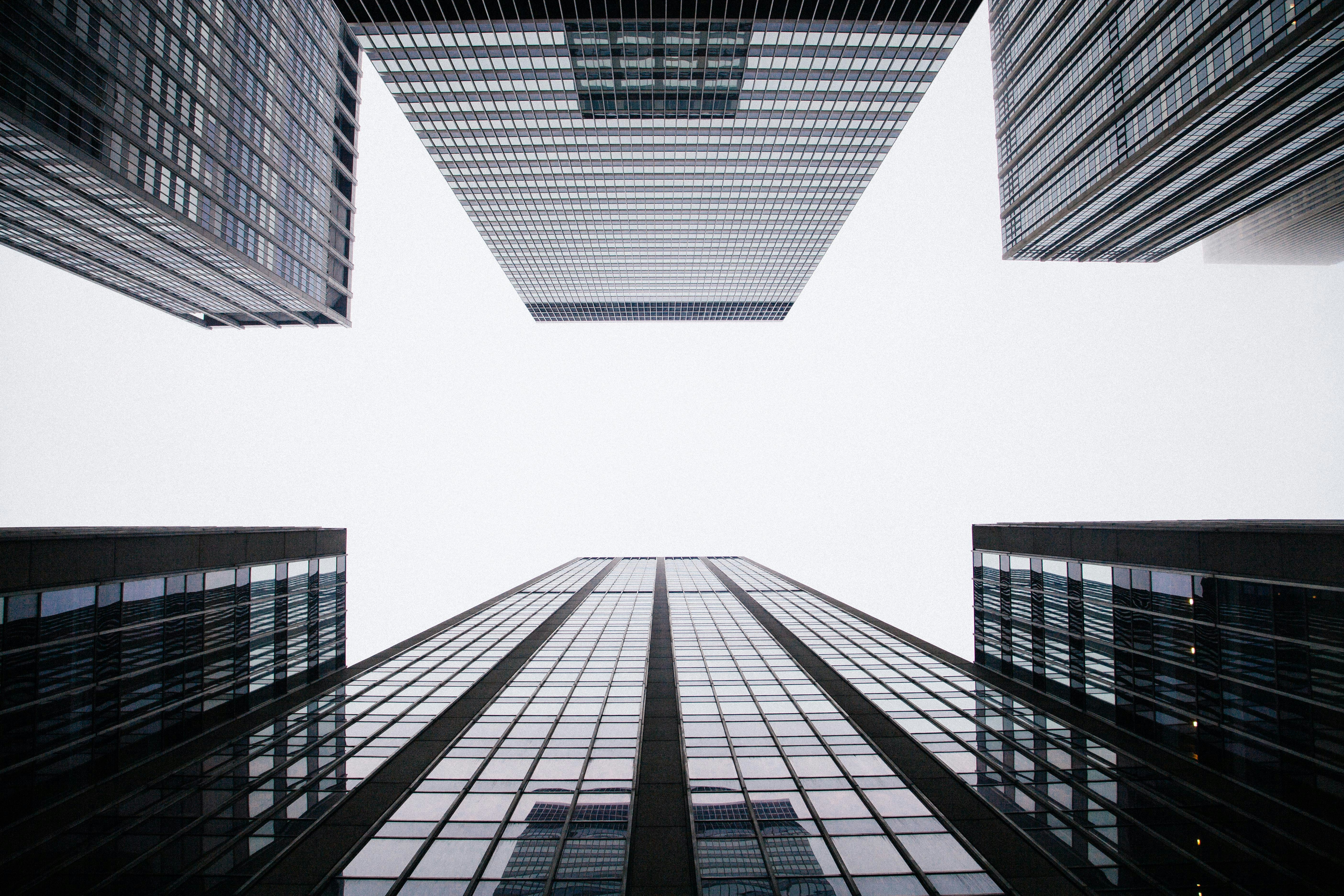 Office buildings under clouds