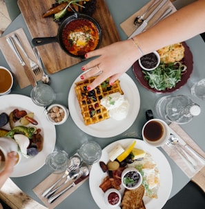 variety of foods on top of gray table