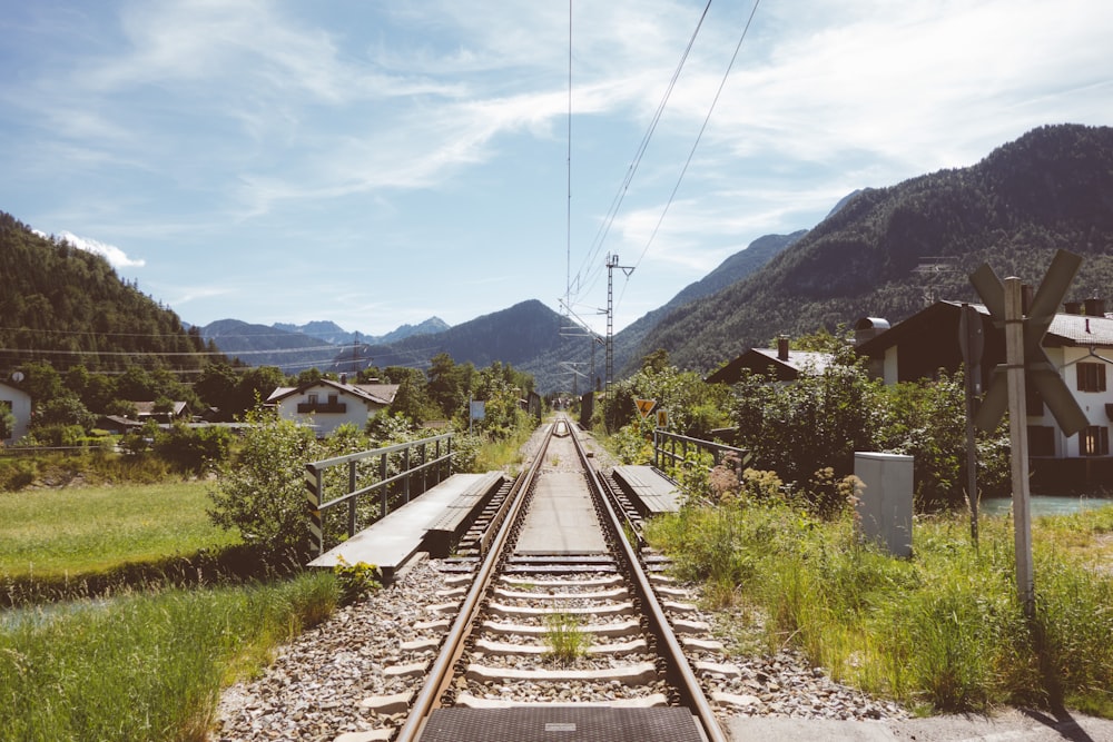 gray and black train track