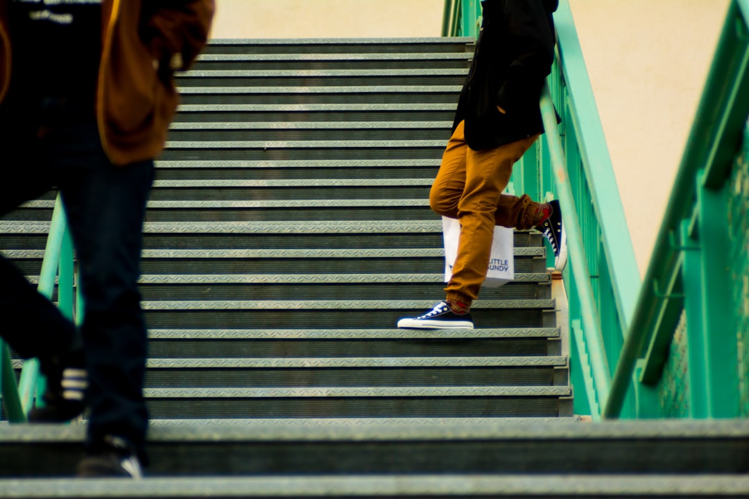 person standing on stairs