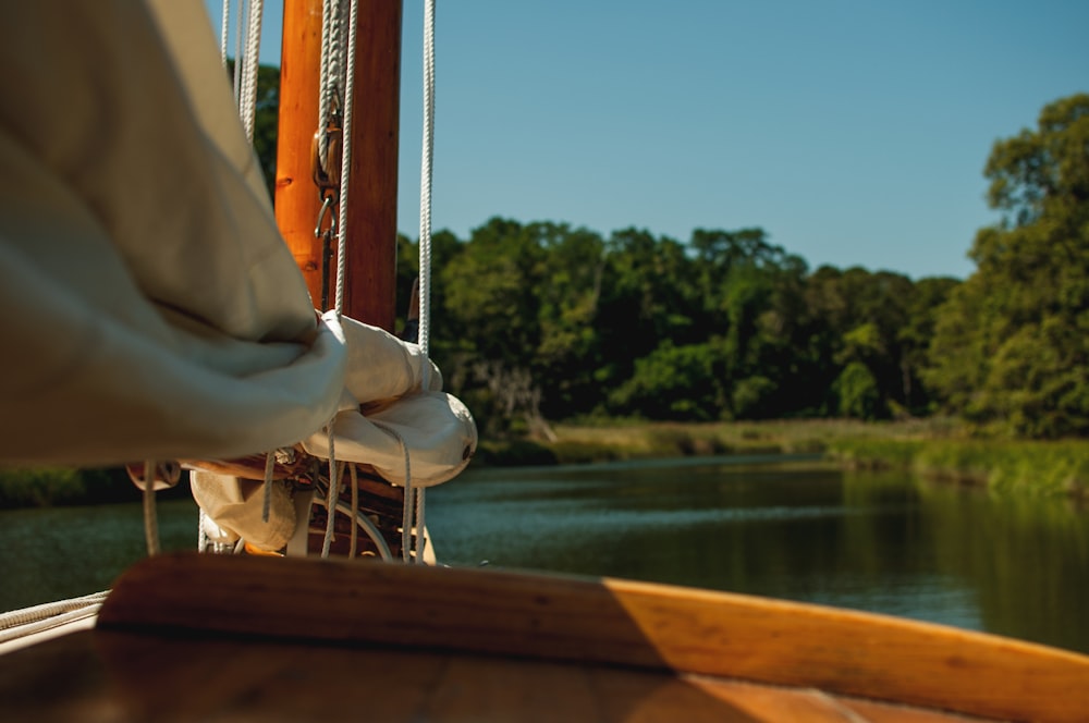 brown and white boat