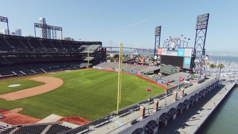 aerial photography of baseball field