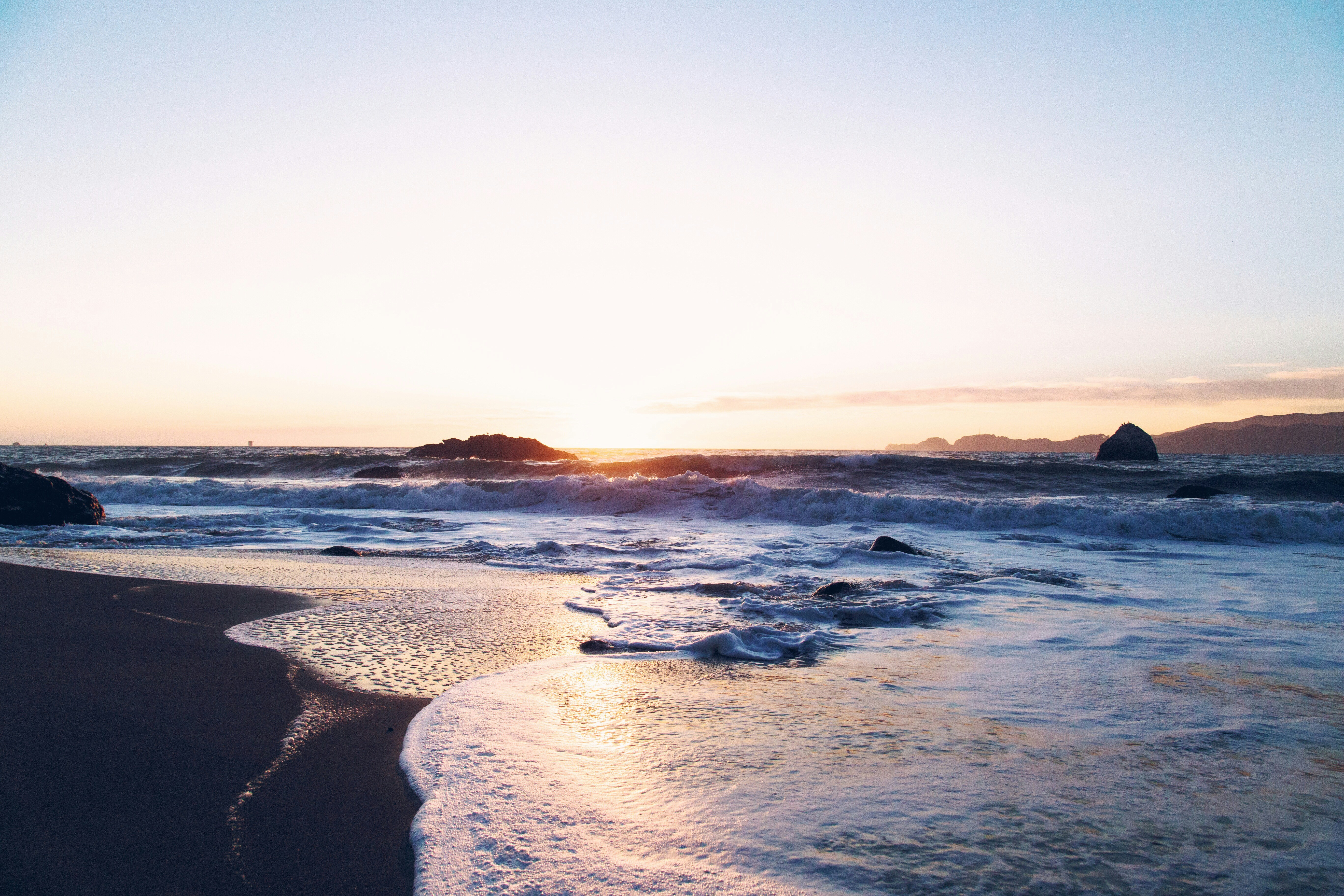 Wavy ocean at beach