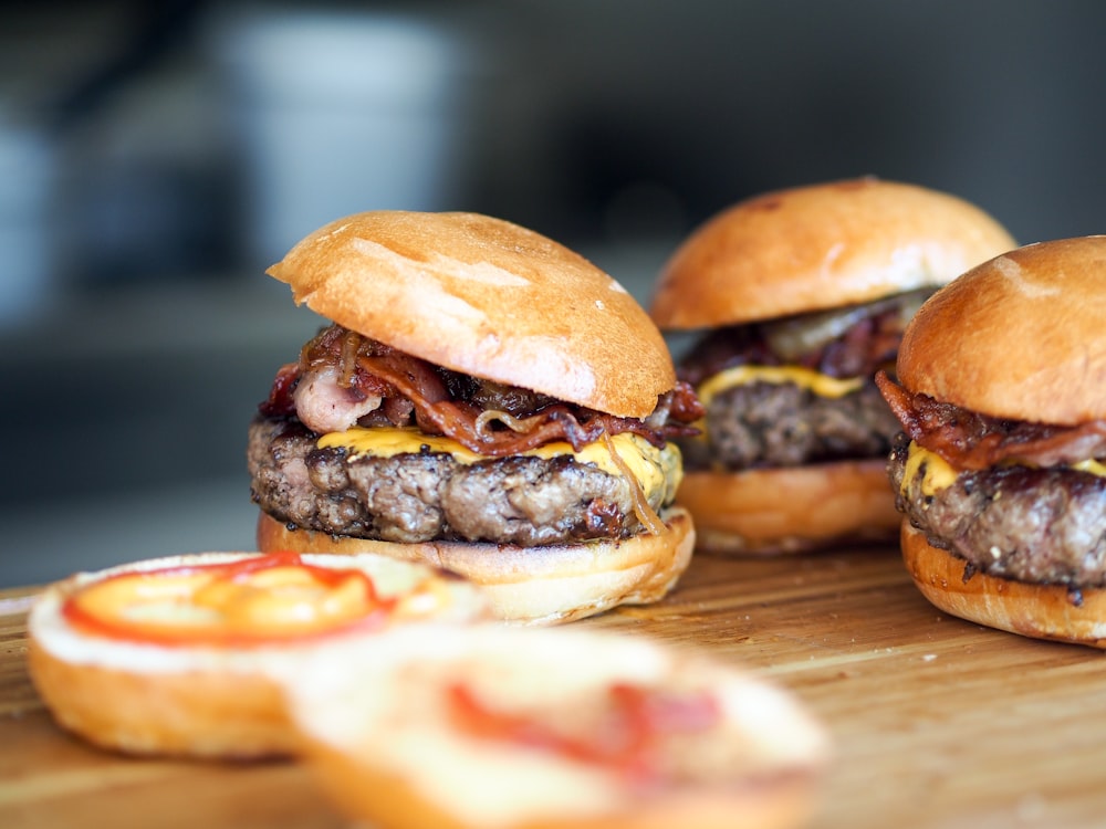 ángulo bajo de las hamburguesas