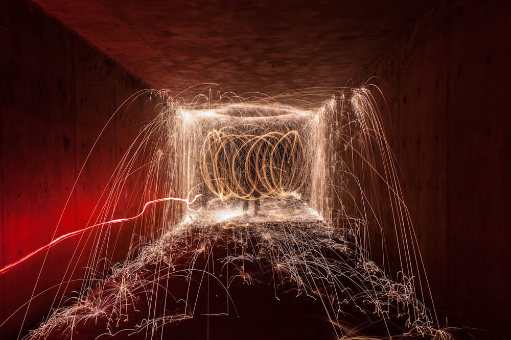 steel wool photography of sparks \
