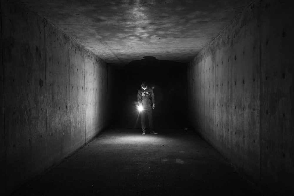 man inside tunnel