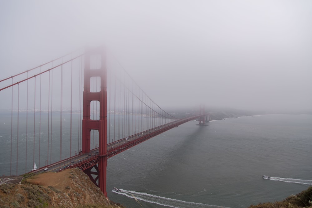 Golden Gate bridge covered with fog