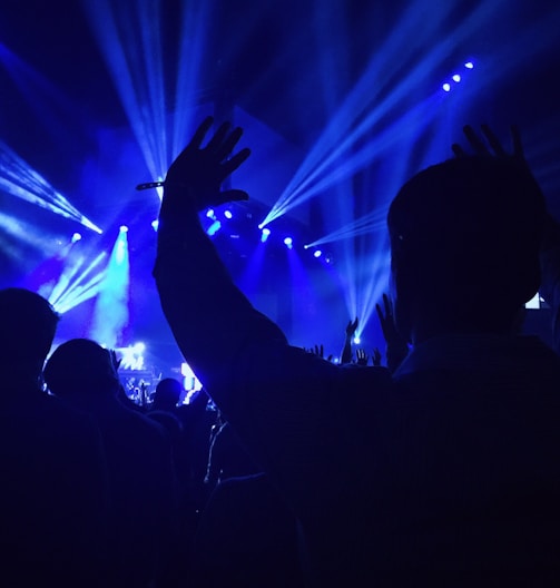 group of people standing inside dome watching concert