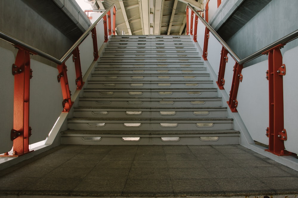 white train station stair