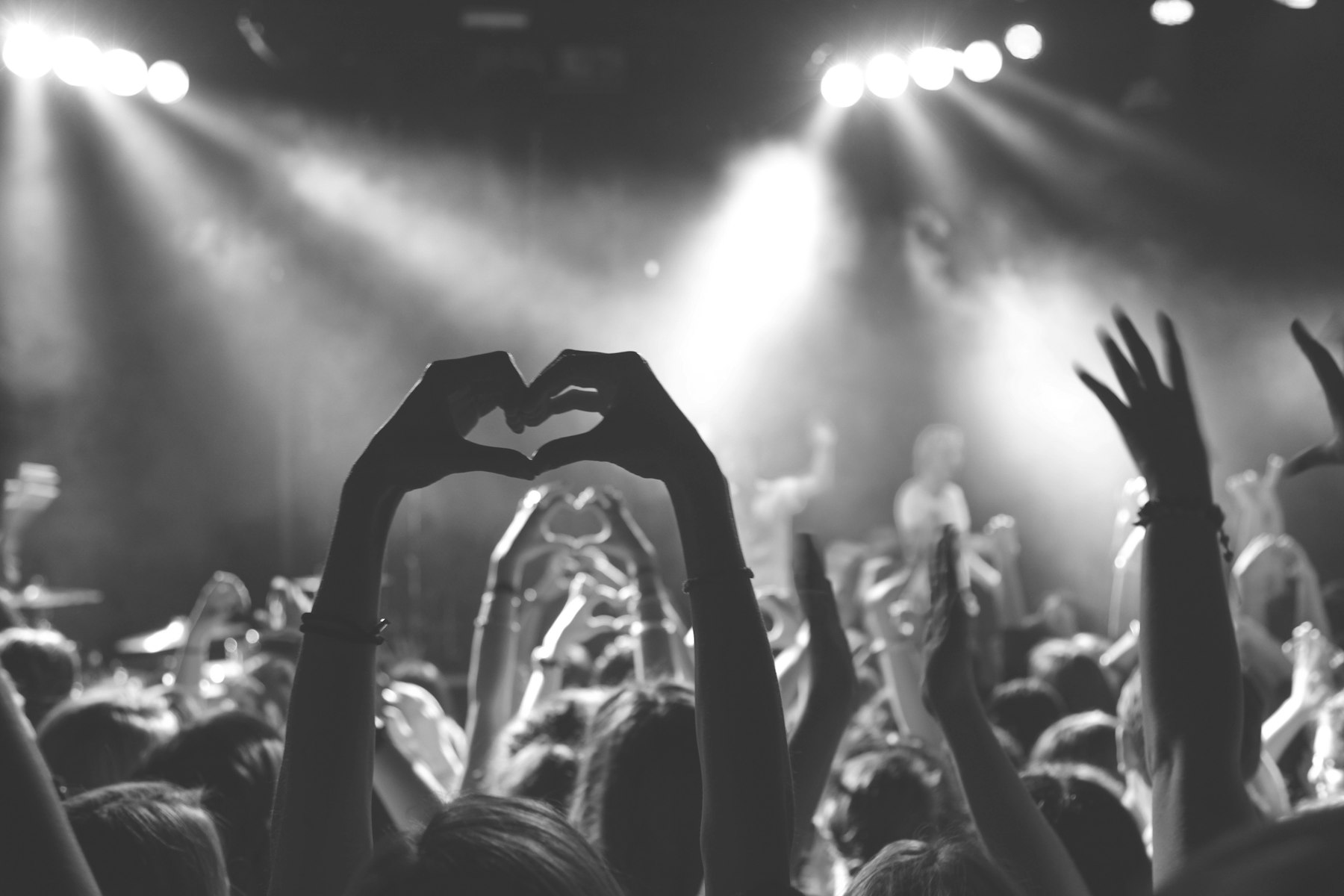 Black-and-white photo of a worship moment