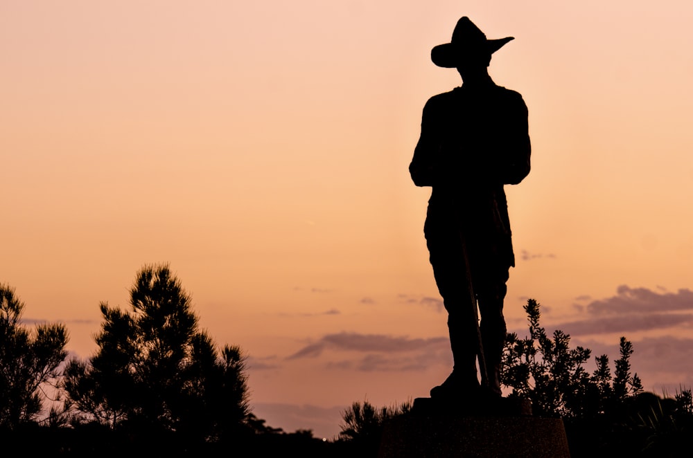 silhouette of person wearing hat