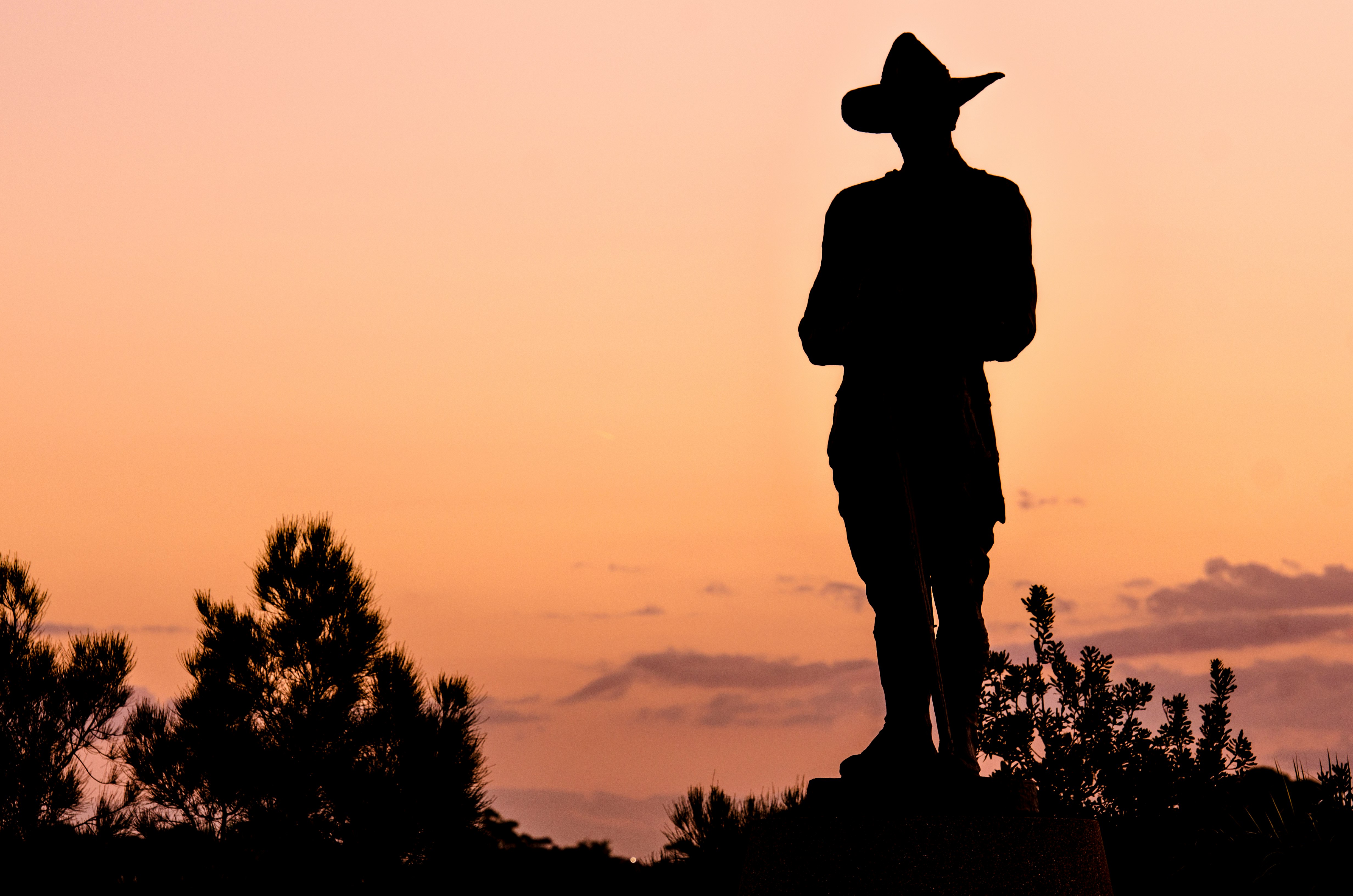 silhouette of person wearing hat