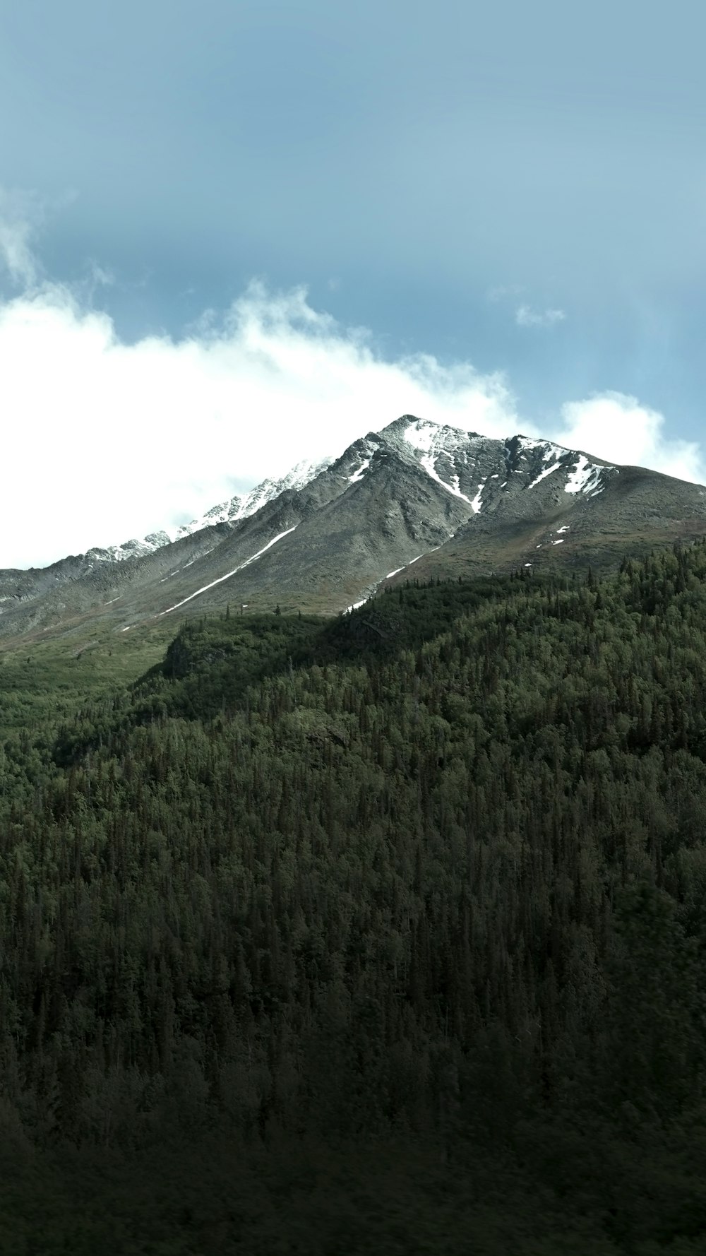 Montanha nevada sob o céu azul