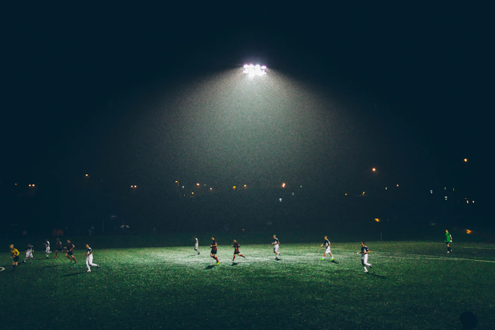 Empty sports field with tactical markings for team strategy planning