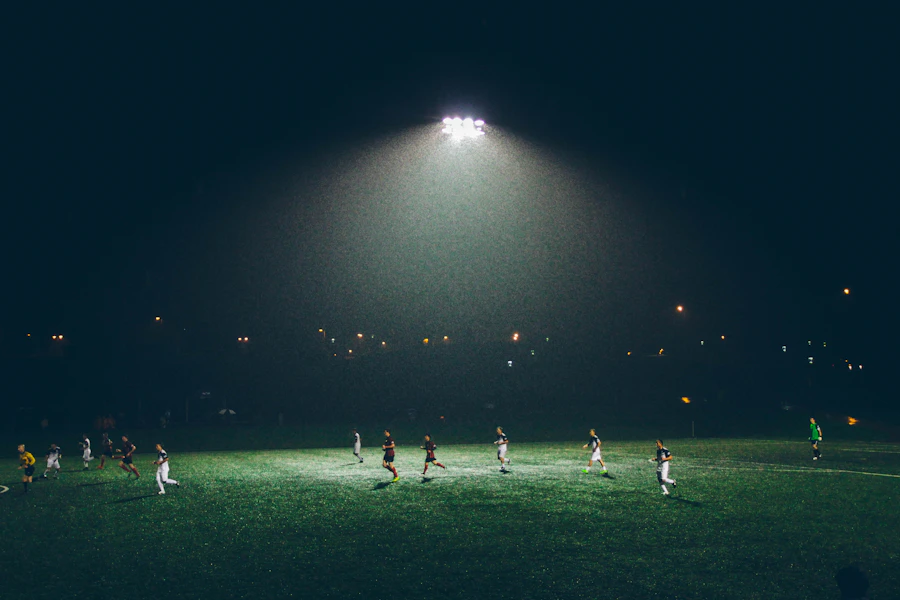 Soccer stadium under lights