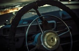 Close-up of a slightly worn car steering wheel ready for resale.