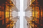 worms eye view of buildings