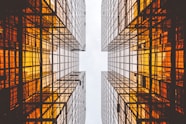 worms eye view of buildings
