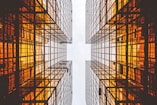 worms eye view of buildings